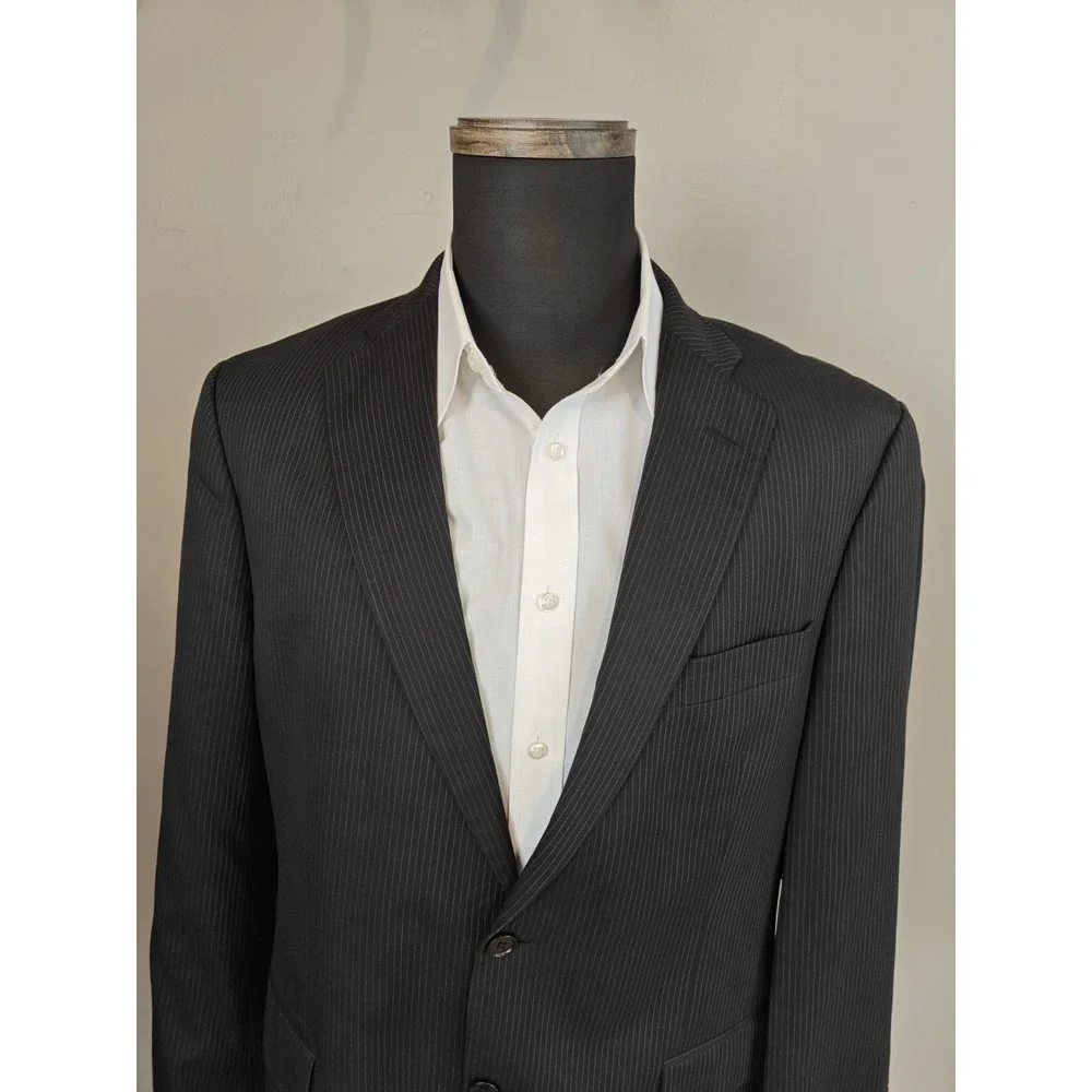 Brooks Brothers 346 43R Black Pinstripe Stretch Blazer 2 Button Sport Coat M602